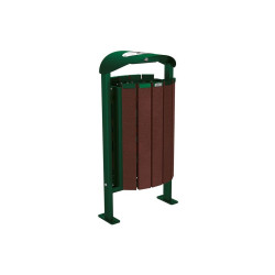 Corbeille Silaos acier et plastique recyclé 50 litres Procity - Sur platines - Avec cendrier - Vert mousse