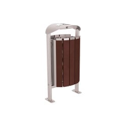 Corbeille Silaos acier et plastique recyclé 50 litres Procity - Sur platines - Avec cendrier - Gris soie