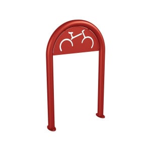 Appui vélos trombone Procity - Ø 60 mm - Avec signalétique - Peint/galva - Sur platines - Rouge pourpre