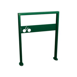 Appui vélos Milan Procity - 50 x 30 mm - Avec tôle signalétique - Peint/galva - Sur platines - Vert mousse