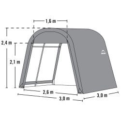 Abri de jardin souple gris en toile imperméable 9m² Round-Top ShelterLogic