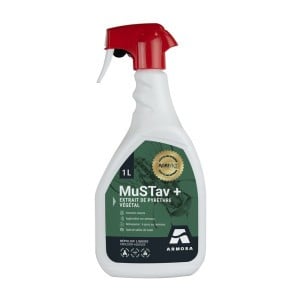 Répulsif Mustav+ Armosa, spécial traite (pyrèthre +citriodiol) - Vaporisateur 1 Litre