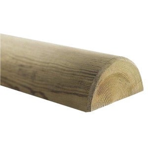Demi-rondin fraisé pin traité classe 4 vert Ø 8 cm, longueur 2,0 m