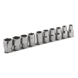 Jeux de 10 douilles 6 pans 1/2” sur réglette Bahco