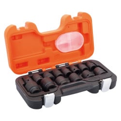 Jeu de douilles à choc 6 pans 1/2", dimensions métriques, et finition phosphatée - 14 pcs Bahco
