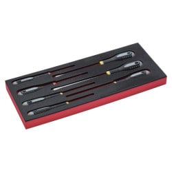 Jeu 5 tournevis, vis à fente/2 Phillips, module mousse 1/3 Fit&Go - 7 pcs Bahco