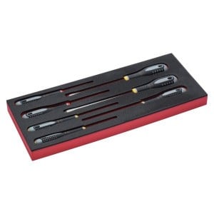 Jeu 5 tournevis, vis à fente/2 Phillips, module mousse 1/3 Fit&Go - 7 pcs Bahco