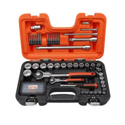 Coffret de douilles 1/4''-1/2'' - 79 pièces cliquet tête pivotante Bahco