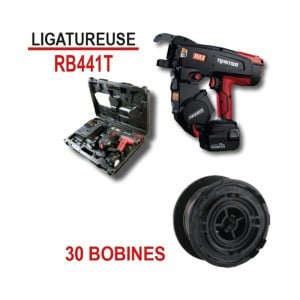 Ensemble ligatureuse RB441T Alsafix, avec 30 bobines fil acier brut TW1061T
