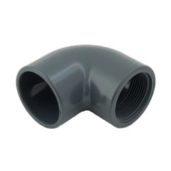 Coude 90° mixte PVC, femelle à coller x femelle à visser, Pression PN10