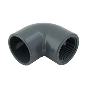 Coude 90° mixte PVC, femelle à coller x femelle à visser, Pression PN10