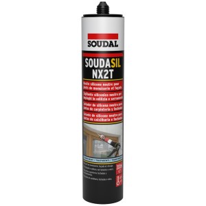 Mastic silicone neutre SOUDASIL NX2T Soudal, construction et vitrage 300 ML - Transparent