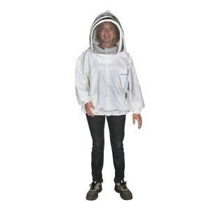 Blouson blanc apiculteur avec cagoule, disponible en plusieurs tailles - Thomas Apiculture