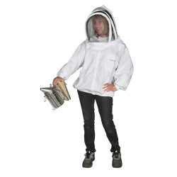 Blouson blanc apiculteur avec cagoule, disponible en plusieurs tailles - Thomas Apiculture