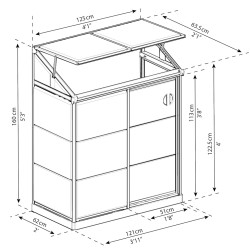 Serre de jardin adossée Lean To 0.8 m² Argent Canopia
