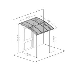 Auvent de porte Vega en kit Canopia - Vitrage transparent - 200 x 200,5 cm