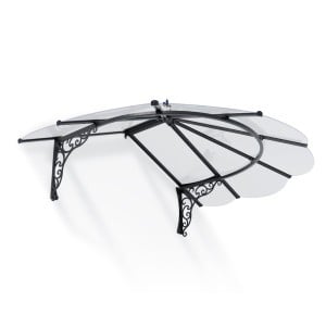 Marquise de porte Iris en kit Canopia - Vitrage transparent - 174,5 x 125 cm
