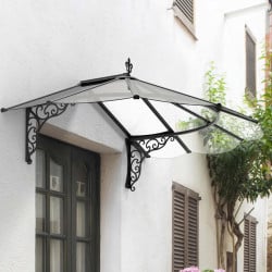 Marquise de porte Iris en kit Canopia - Vitrage transparent - 174,5 x 125 cm