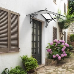 Marquise de porte Iris en kit Canopia - Vitrage transparent - 174,5 x 125 cm