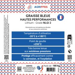 Graisse Agriffes Bleue Lithium Hautes Performances - Fût 180 kg