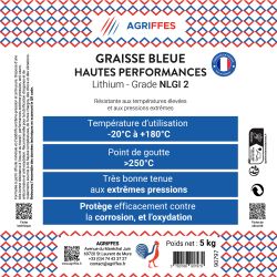 Graisse Agriffes Bleue Lithium Hautes Performances - Seau 5 kg