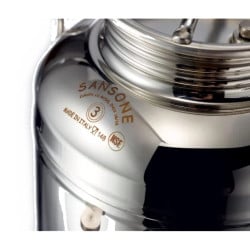 Petit fût inox alimentaire soudé La Nuova Sansone, avec robinet + support 3 L