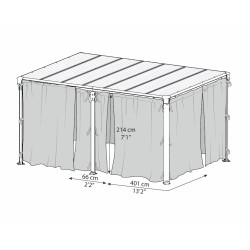 Filets gris Canopia pour tonnelles Palermo/Martinique/Milano 217 x 366 cm