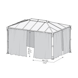 Filets gris Canopia pour tonnelles Martinique 4300 - 217 x 401 cm