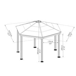 Tonnelle de jardin héxagonale en kit Roma Canopia - 359 x 414,5 cm