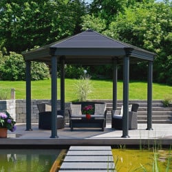 Tonnelle de jardin héxagonale en kit Roma Canopia - 359 x 414,5 cm