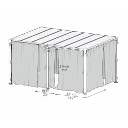 Rideaux gris Canopia pour tonnelles Martinique 5000 et Milano 4300 - 217 x 465 cm