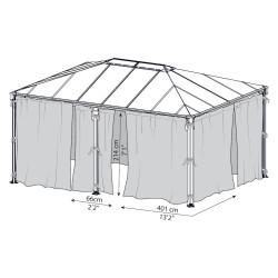 Filets gris Canopia pour tonnelles Martinique 5000 et Milano 4300 - 217 x 465 cm