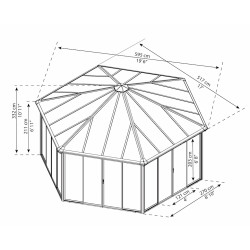 Tonnelle de jardin fermée en kit Garda Canopia 595 x 517 cm