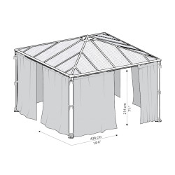 Rideaux gris Canopia pour tonnelle Palermo 4300 - 217 x 436 cm