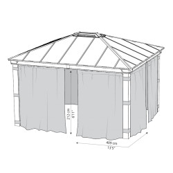 Rideaux gris Canopia pour tonnelles Dallas - 409 x 212 cm