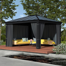 Rideaux gris Canopia pour tonnelles Dallas - 409 x 212 cm