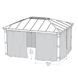 Rideaux gris Canopia pour tonnelles Dallas - 440 x 212 cm