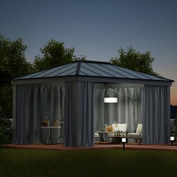 Rideaux gris Canopia pour tonnelles Dallas - 440 x 212 cm