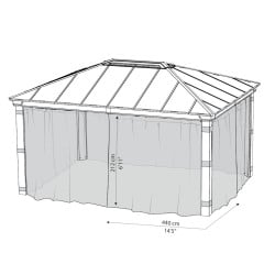 Filets gris Canopia pour tonnelle Dallas - 440 x 212 cm