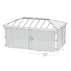 Filets gris Canopia pour tonnelle Dallas - 507 x 212 cm