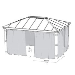 Rideaux gris Canopia pour tonnelles Dallas - 466 x 212 cm