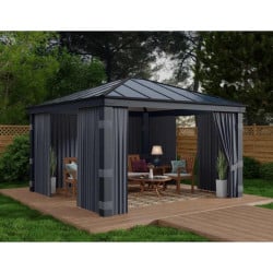 Rideaux gris Canopia pour tonnelles Dallas - 466 x 212 cm
