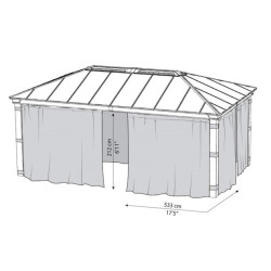 Rideaux gris Canopia pour tonnelles Dallas - 533 x 212 cm