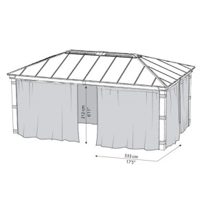 Rideaux gris Canopia pour tonnelles Dallas - 533 x 212 cm