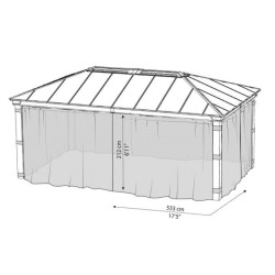 Filets gris Canopia pour tonnelles Dallas - 533 x 212 cm