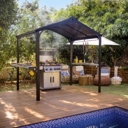 Abri barbecue Austin Canopia, Aluminium noire - 180 x 284 cm (RUPTURE DE STOCK ?)