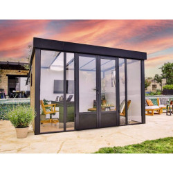 Studio de jardin Copenhague Canopia,Aluminium et WPC noire - 287 x 351 cm