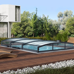 Abri piscine téléscopique Majorca Canopia, Grise - 457 x 670 cm
