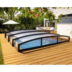 Abri piscine téléscopique Majorca Canopia, Grise - 457 x 670 cm