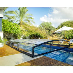 Abri piscine téléscopique Majorca Canopia, Grise - 457 x 870 cm